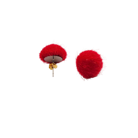 EARRINGS WITH HAIRY FABRIC RED